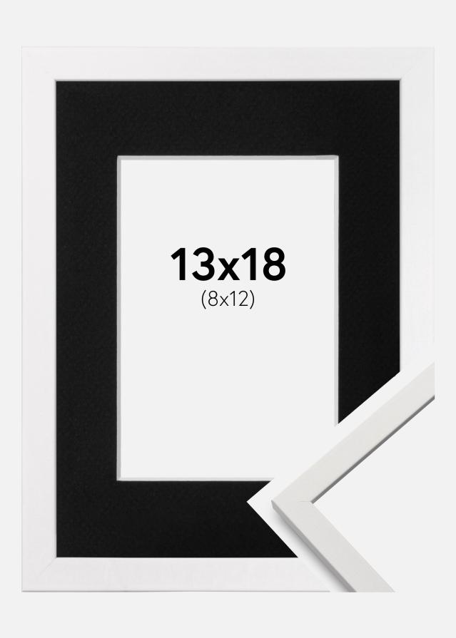 Ram med passepartou Frame Edsbyn White 13x18 cm - Picture Mount Black 9x13 cm