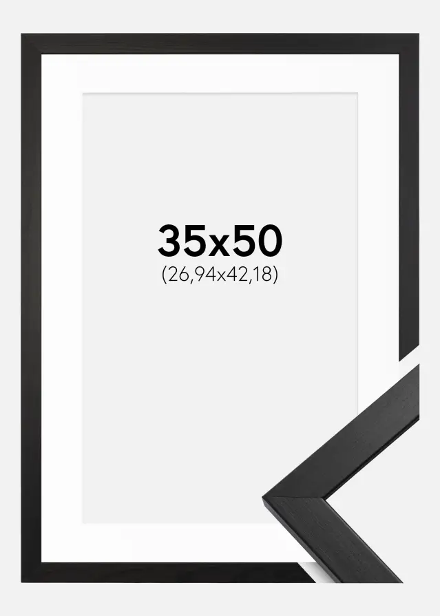 Ram med passepartou Frame Stilren Acrylic Glass Black 35x50 cm - Picture Mount White 11x17 inches