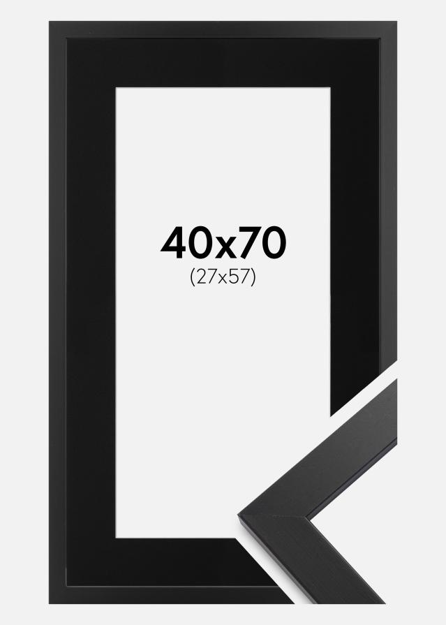 Ram med passepartou Frame Black Wood 40x70 cm - Picture Mount Black 28x58 cm