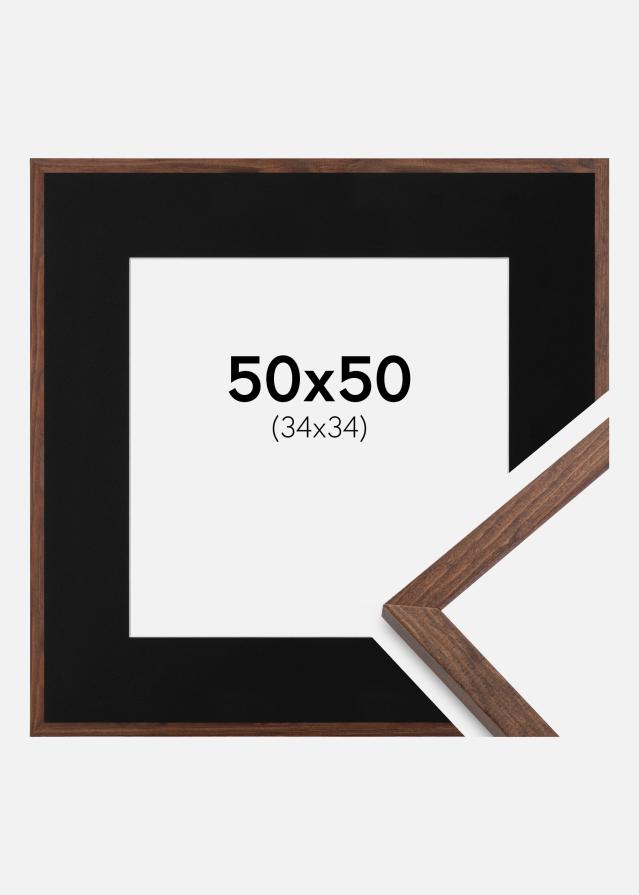 Ram med passepartou Frame Galant Walnut 50x50 cm - Picture Mount Black 35x35 cm