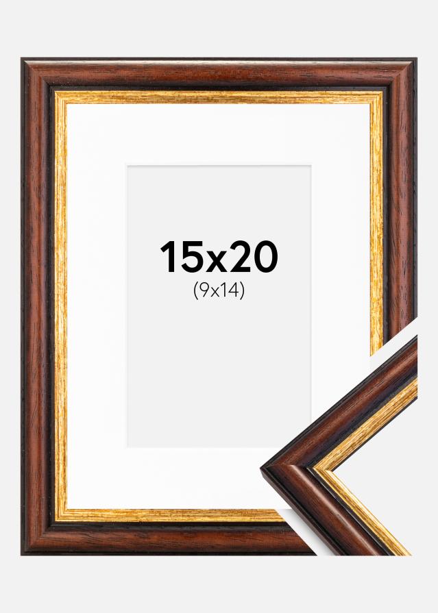 Ram med passepartou Frame Siljan Brown 15x20 cm - Picture Mount White 10x15 cm