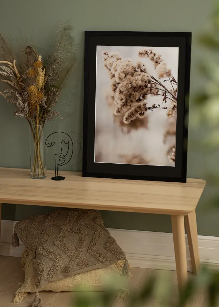 Ram med passepartou Frame Black Wood 70x80 cm - Picture Mount Black 60x70 cm
