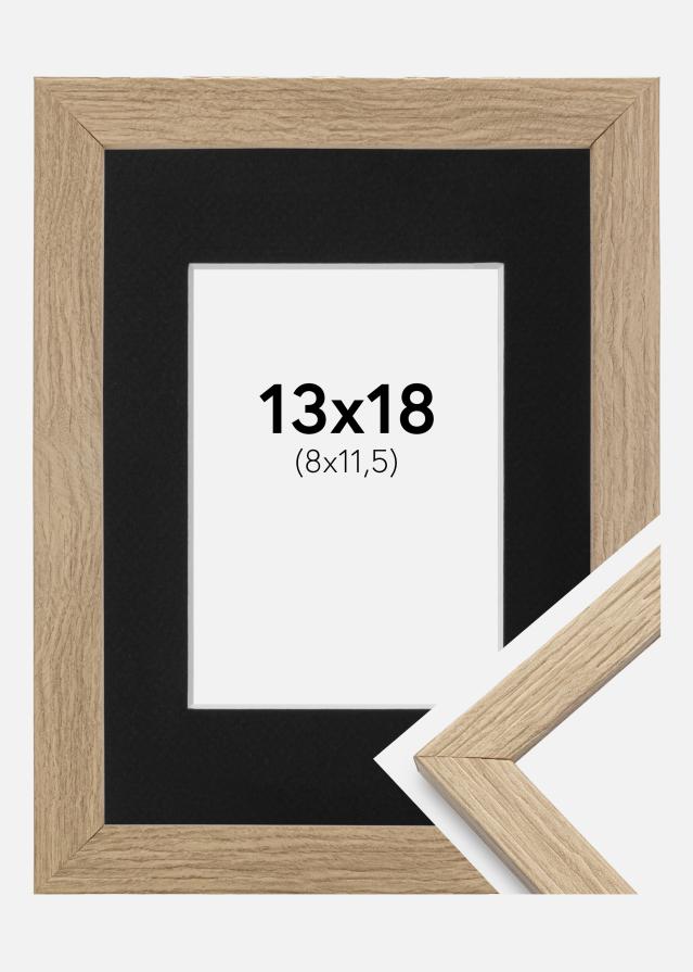 Ram med passepartou Frame Stilren Oak 13x18 cm - Picture Mount Black 9x12 cm