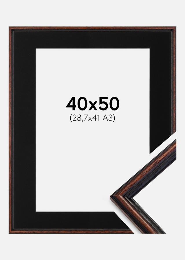 Ram med passepartou Frame Horndal Walnut 40x50 cm - Picture Mount Black 29.7x42 cm (A3)