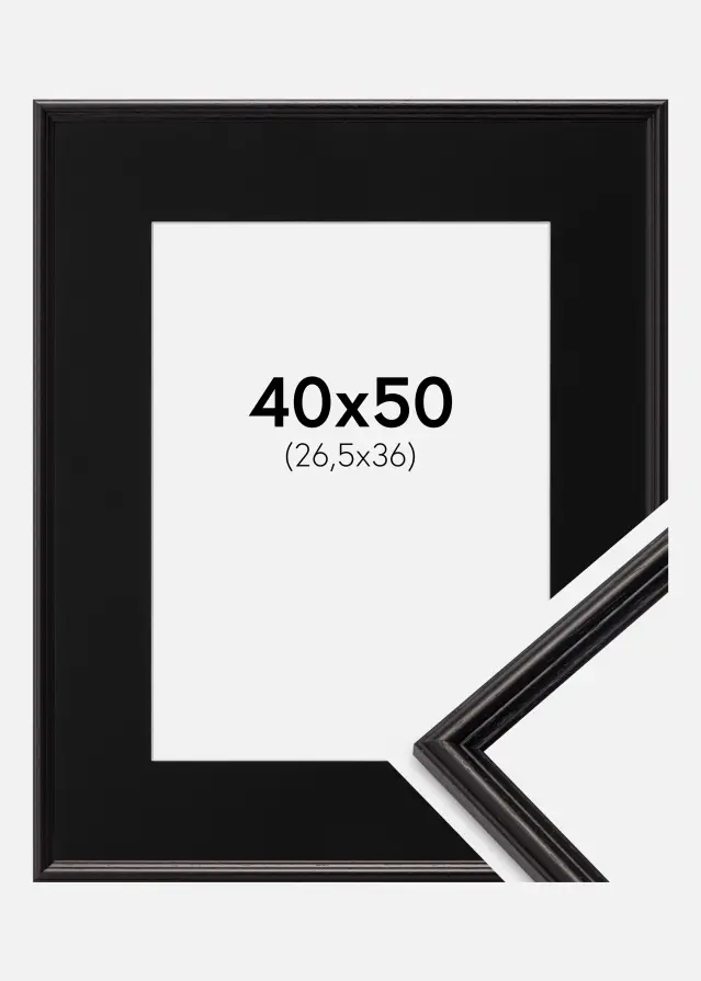 Ram med passepartou Frame Horndal Black 40x50 cm - Picture Mount Black 27.5x37 cm