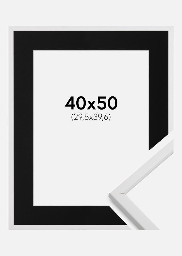 Ram med passepartou Frame Galant White 40x50 cm - Picture Mount Black 12x16 inches