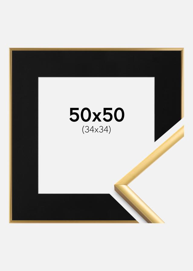 Ram med passepartou Frame New Lifestyle Shiny Gold 50x50 cm - Picture Mount Black 35x35 cm