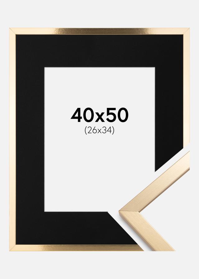 Ram med passepartou Frame Trendy Gold 40x50 cm - Picture Mount Black 27x35 cm