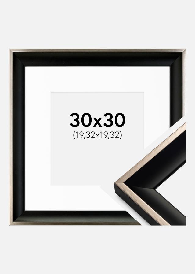Ram med passepartou Frame Öjaren Black-Silver 30x30 cm - Picture Mount White 8x8 inches