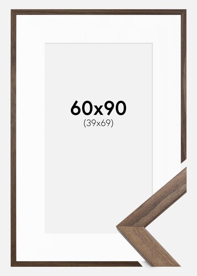 Ram med passepartou Frame Stilren Walnut 60x90 cm - Picture Mount White 40x70 cm