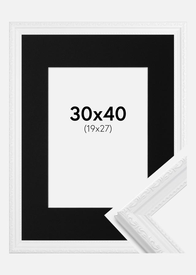 Ram med passepartou Frame Abisko White 30x40 cm - Picture Mount Black 20x28 cm
