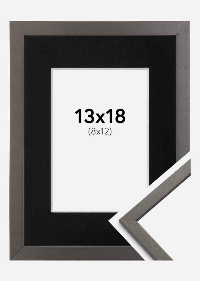 Ram med passepartou Frame Edsbyn Graphite 13x18 cm - Picture Mount Black 9x13 cm