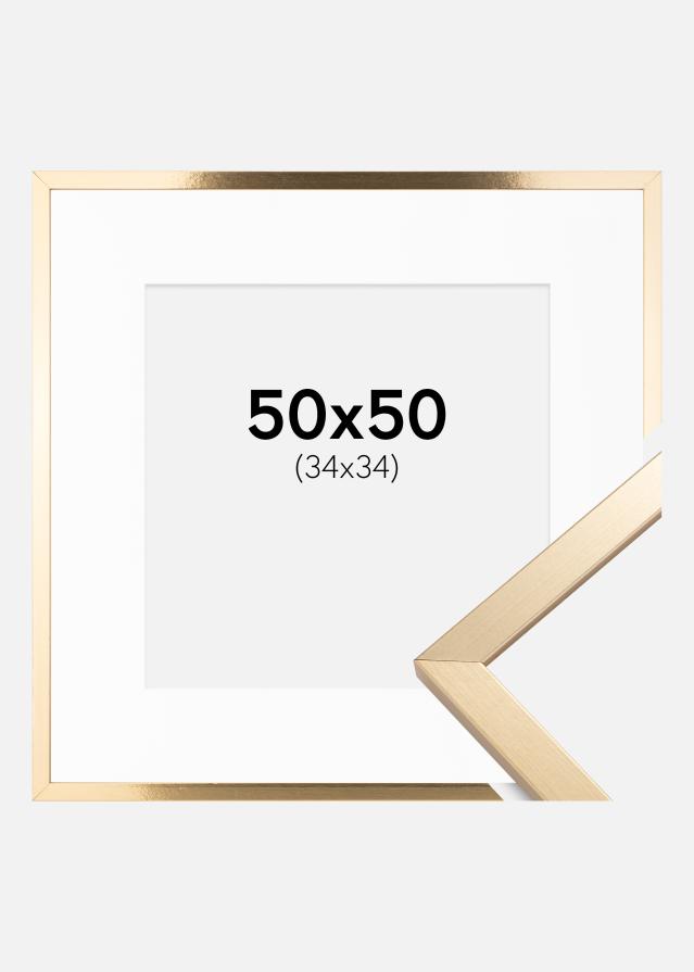 Ram med passepartou Frame Trendy Gold 50x50 cm - Picture Mount White 35x35 cm