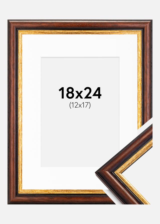 Ram med passepartou Frame Siljan Brown 18x24 cm - Picture Mount White 13x18 cm
