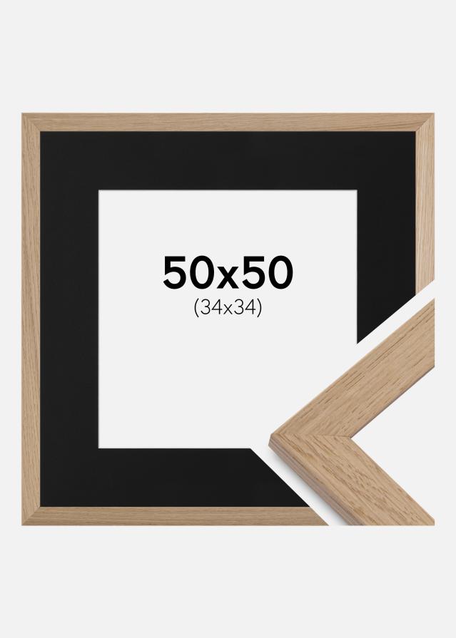 Ram med passepartou Frame Trendline Oak 50x50 cm - Picture Mount Black 35x35 cm