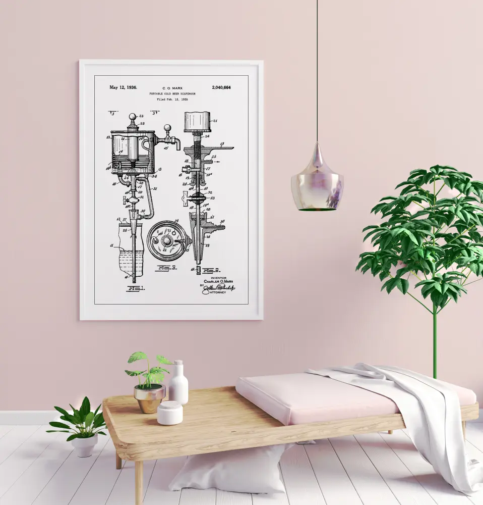 Bildverkstad Patent Print - Portable Cold Beer Dispenser - White Poster