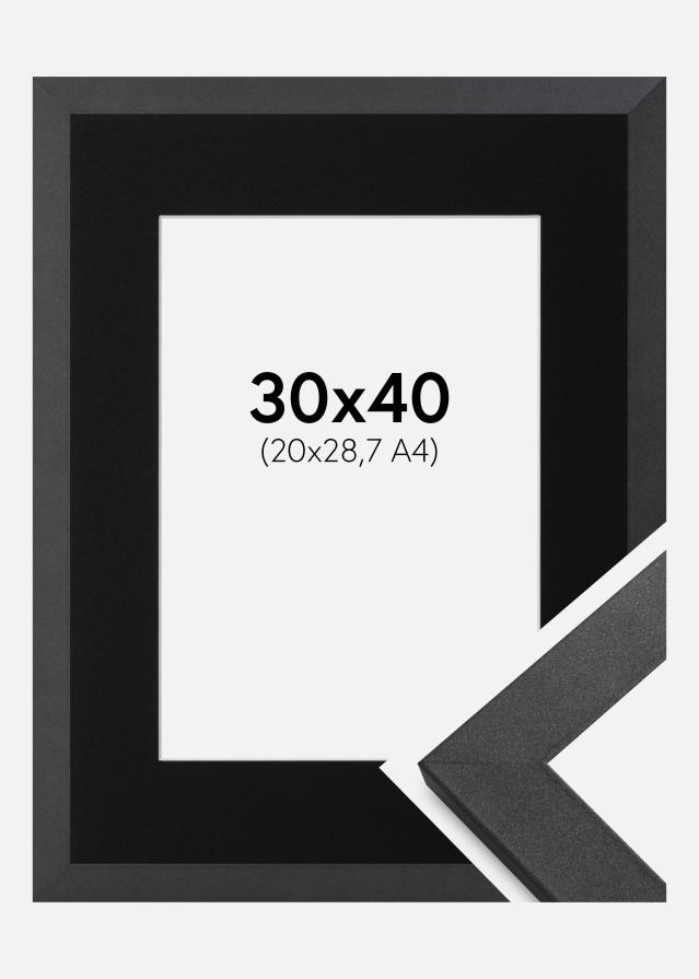 Ram med passepartou Frame Graphite Wood 30x40 cm - Picture Mount Black 21x29.7 cm (A4)
