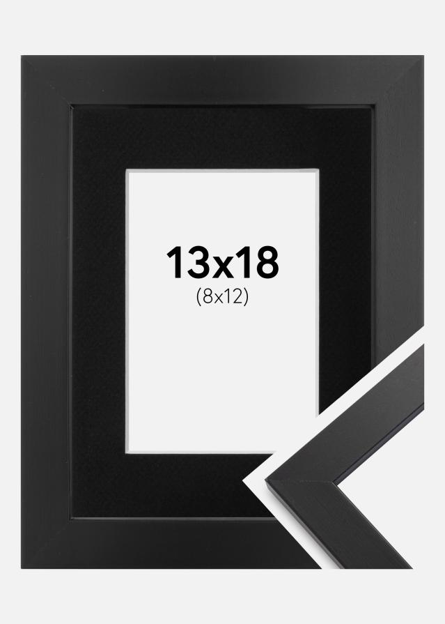 Ram med passepartou Frame Black Wood 13x18 cm - Picture Mount Black 9x13 cm