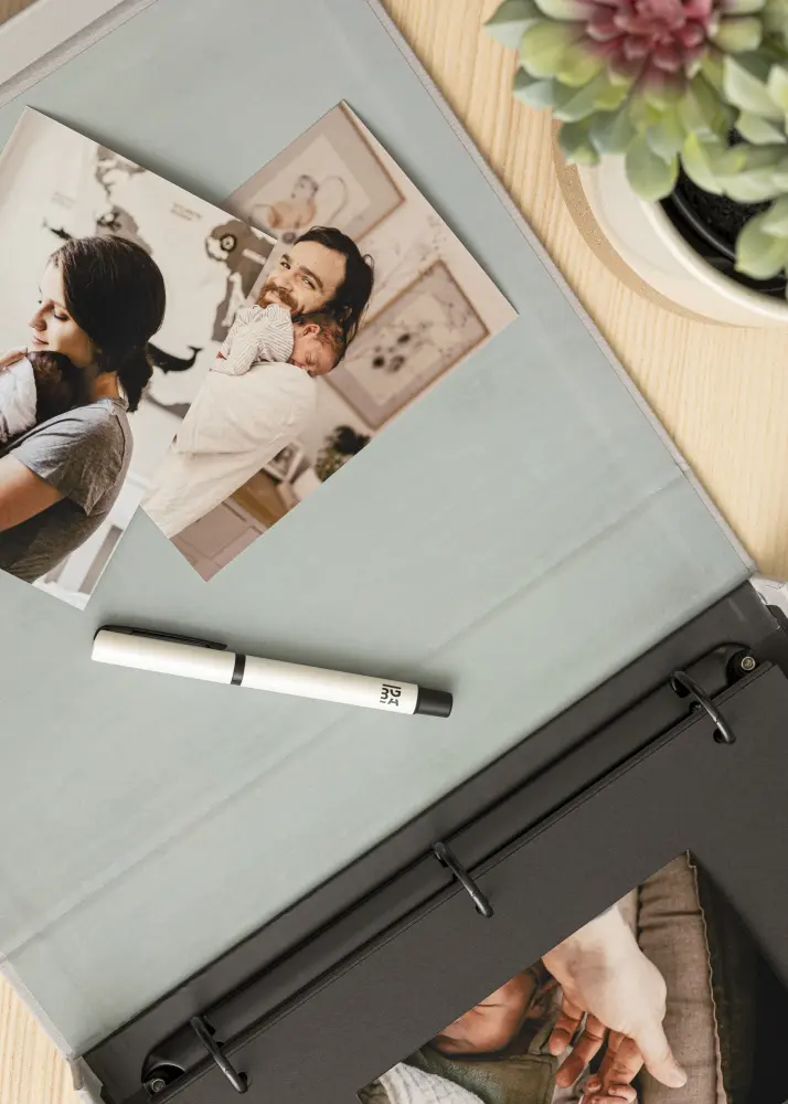 KAILA KAILA MEMORIES Grey XL - Coffee Table Photo Album (20 Svarta Sidor/10 Blad)