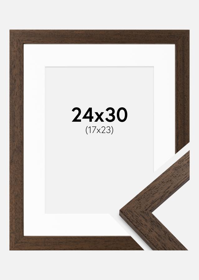 Ram med passepartou Frame Brown Wood 24x30 cm - Picture Mount White 18x24 cm