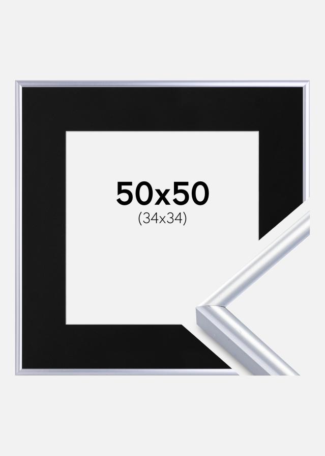 Ram med passepartou Frame Victoria Silver 50x50 cm - Picture Mount Black 35x35 cm
