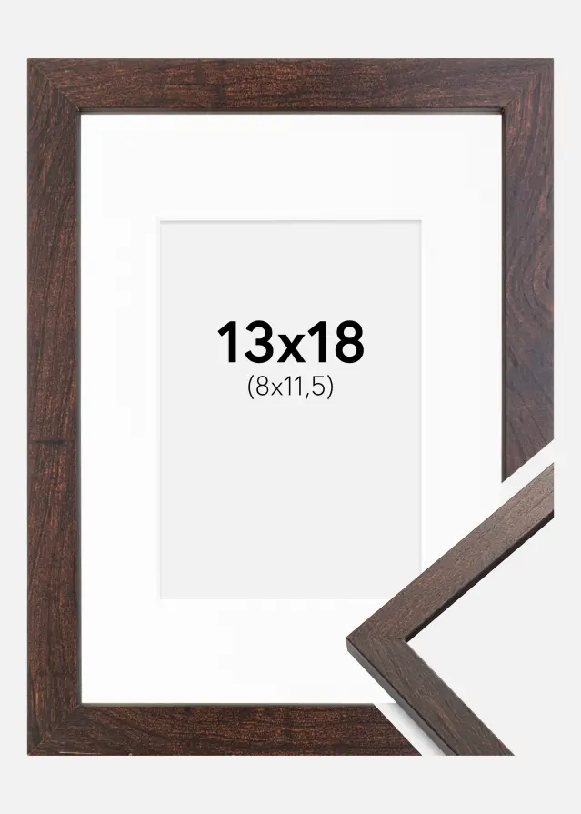 Ram med passepartou Frame Trendy Walnut 13x18 cm - Picture Mount White 9x12 cm