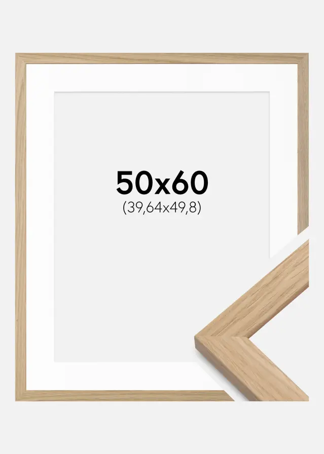 Ram med passepartou Frame Oak Wood 50x60 cm - Picture Mount White 16x20 inches
