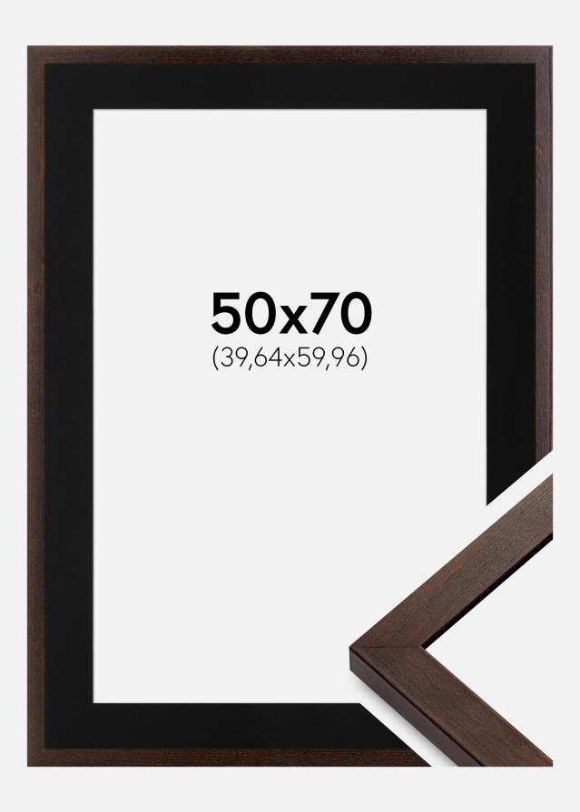 Ram med passepartou Frame Selection Walnut 50x70 cm - Picture Mount Black 16x24 inches