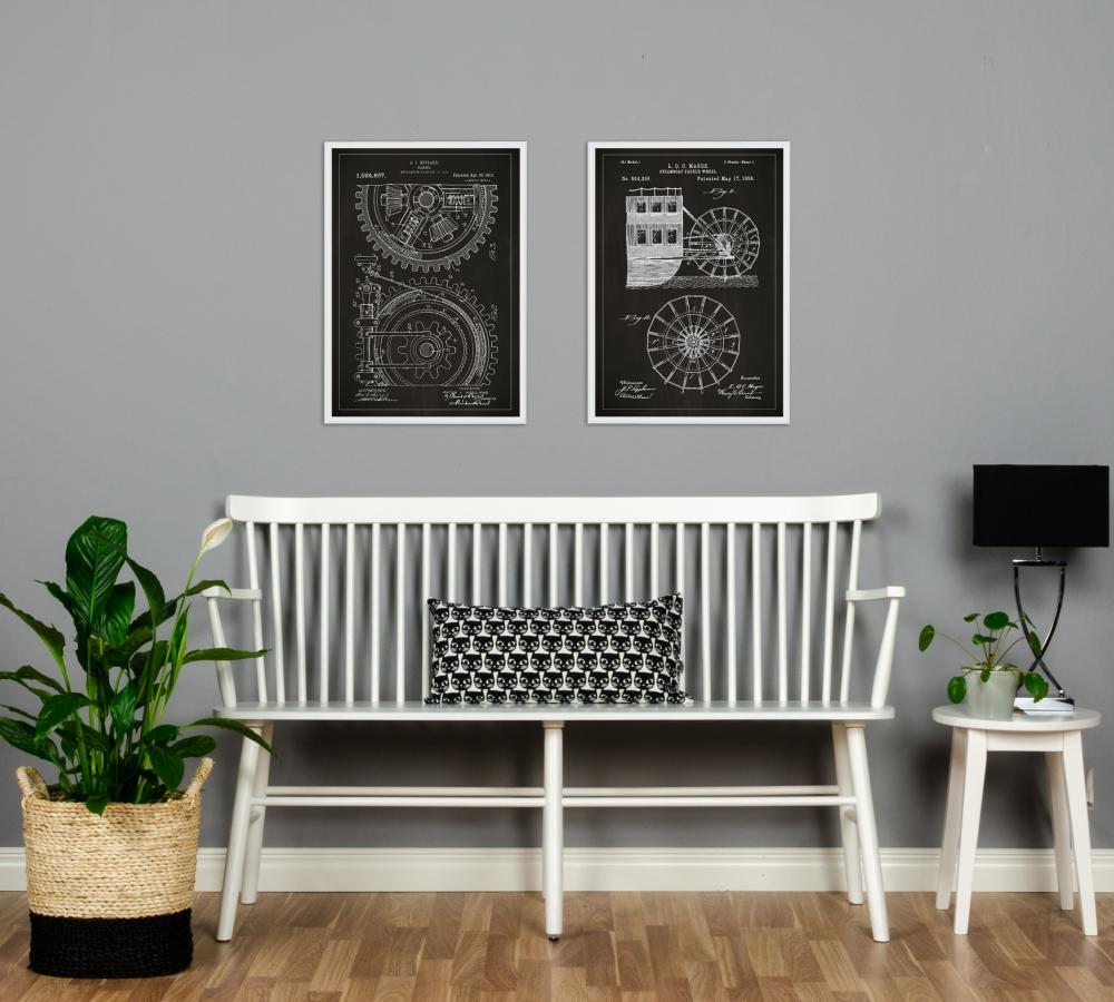 Bildverkstad Patent drawing - Gear wheel - Black Poster