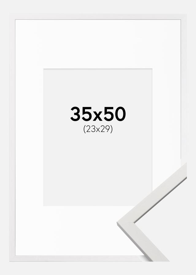 Ram med passepartou Frame Edsbyn White 35x50 cm - Picture Mount White 24x30 cm