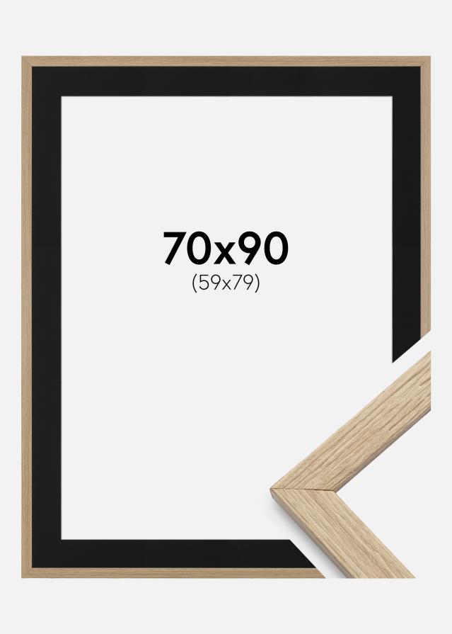 Ram med passepartou Frame Stilren Oak 70x90 cm - Picture Mount Black 60x80 cm