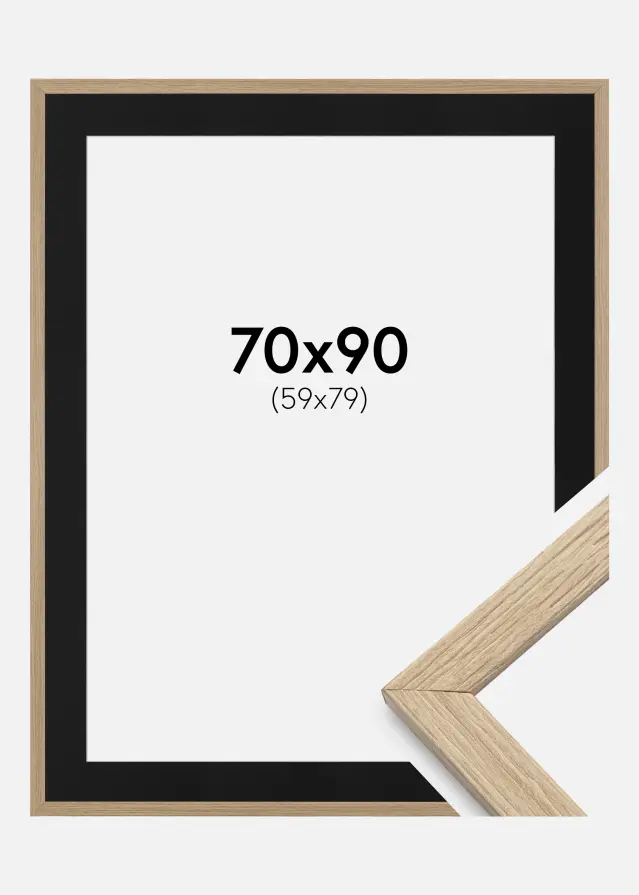 Ram med passepartou Frame Stilren Oak 70x90 cm - Picture Mount Black 60x80 cm