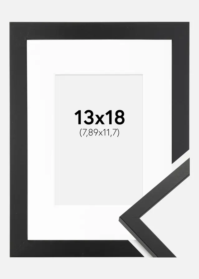 Ram med passepartou Frame Trendy Black 13x18 cm - Picture Mount White 3.5x5 inches