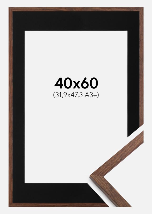 Ram med passepartou Frame Galant Walnut 40x60 cm - Picture Mount Black 32.9x48.3 cm (A3+)