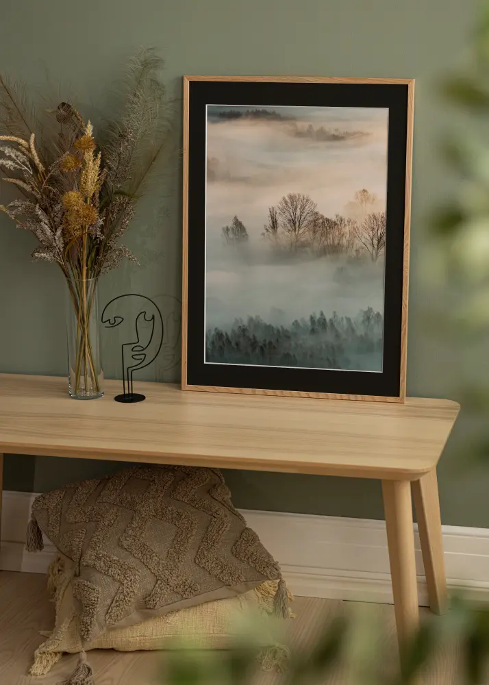 Ram med passepartou Frame Oslo Oak 50x70 cm - Picture Mount Black 42x59.4 cm (A2)