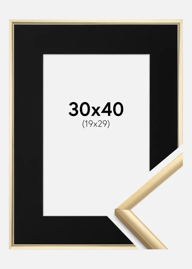 Ram med passepartou Frame New Lifestyle Gold 30x40 cm - Picture Mount Black 20x30 cm