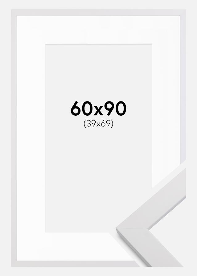 Ram med passepartou Frame White Wood 60x90 cm - Picture Mount White 40x70 cm