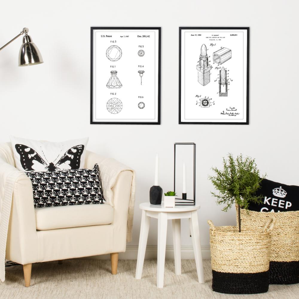 Bildverkstad Patent drawing - Lipstick - White Poster