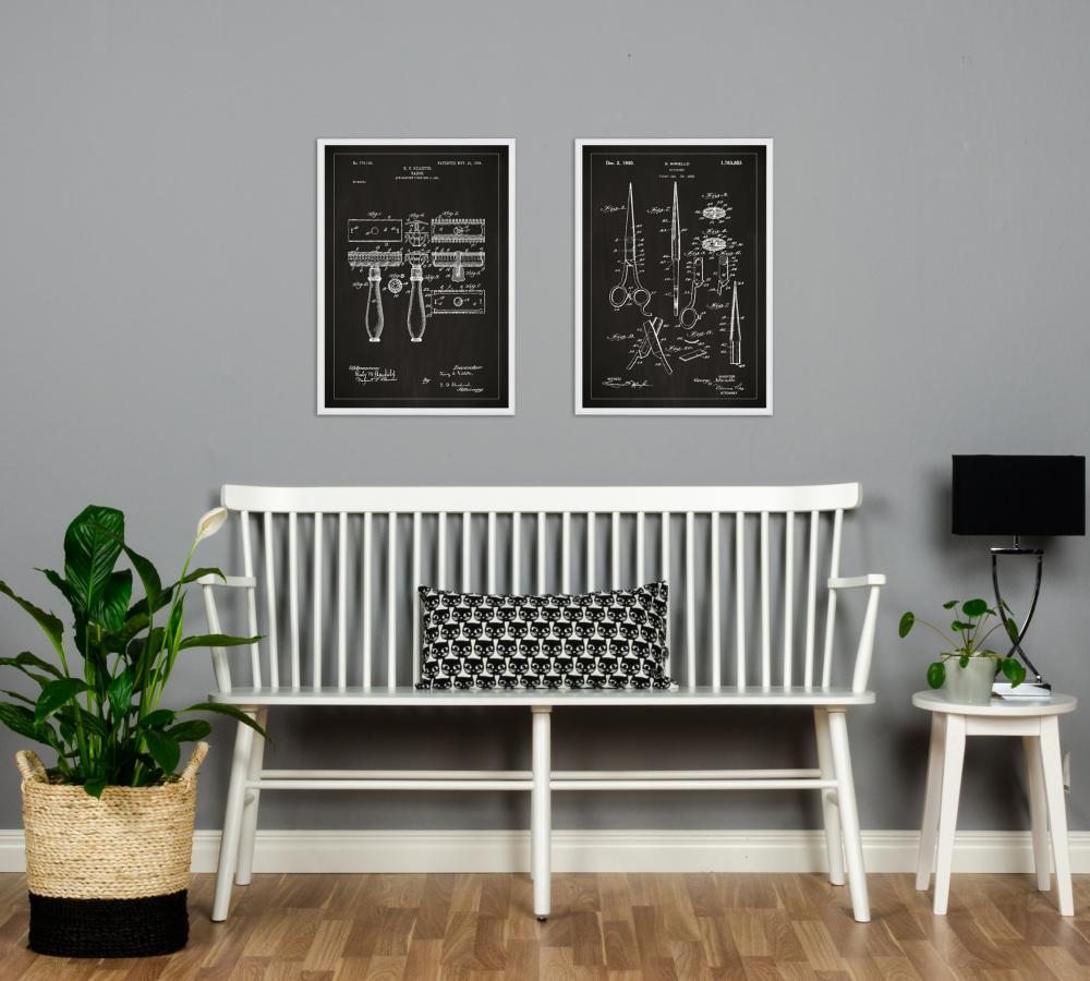 Bildverkstad Patent drawing - Razor - Black Poster