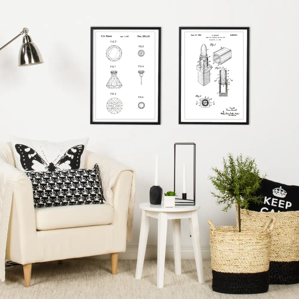 Bildverkstad Patent drawing - Lipstick - White Poster