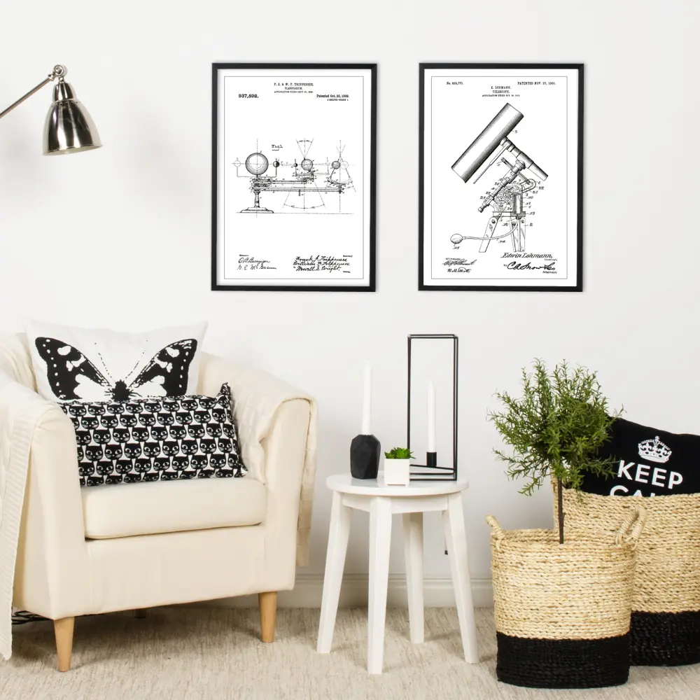Bildverkstad Patent drawing - Telescope - White Poster