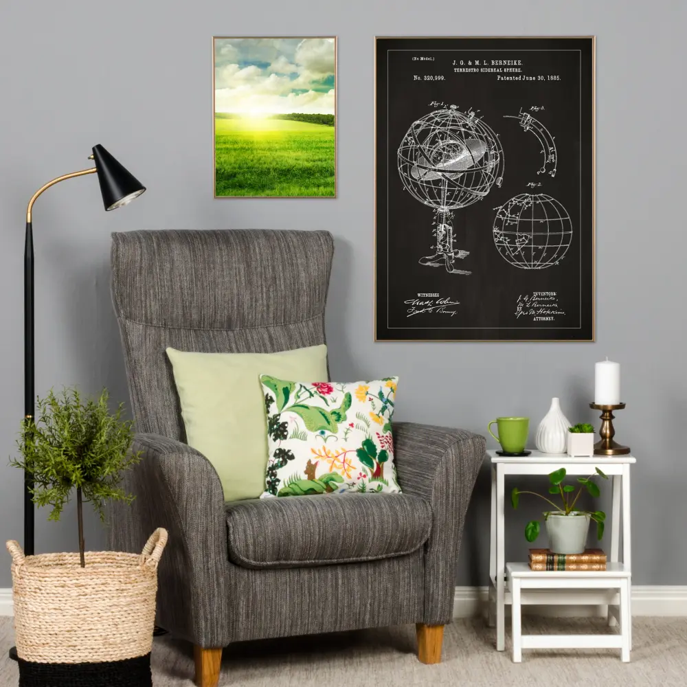 Bildverkstad Patent drawing - Astronomical globe - Black Poster