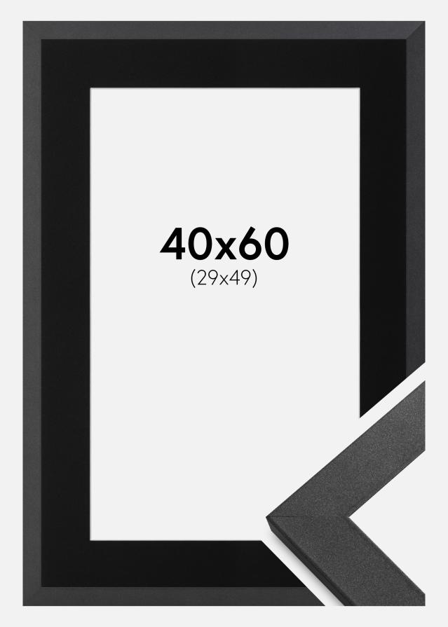 Ram med passepartou Frame Graphite Wood 40x60 cm - Picture Mount Black 30x50 cm