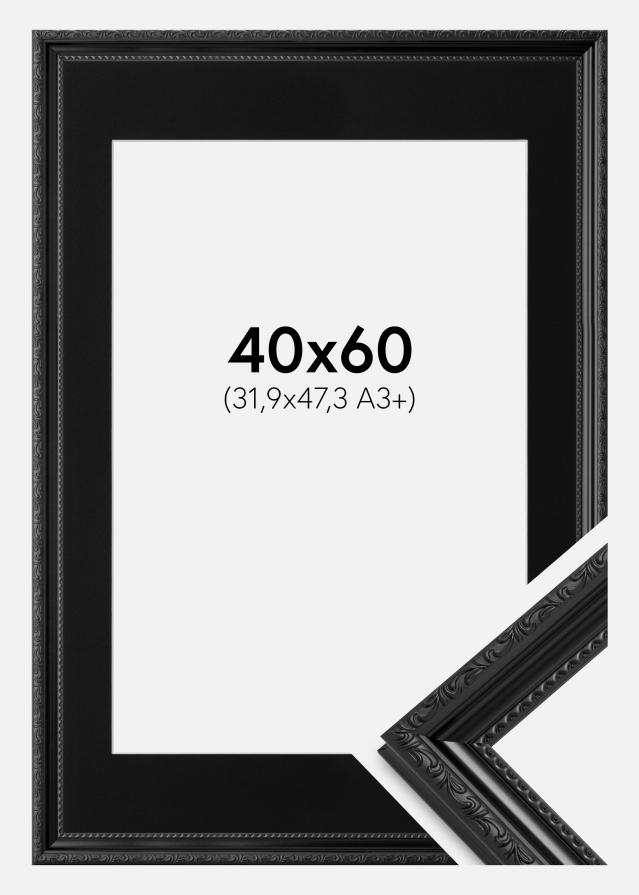 Ram med passepartou Frame Abisko Black 40x60 cm - Picture Mount Black 32.9x48.3 cm