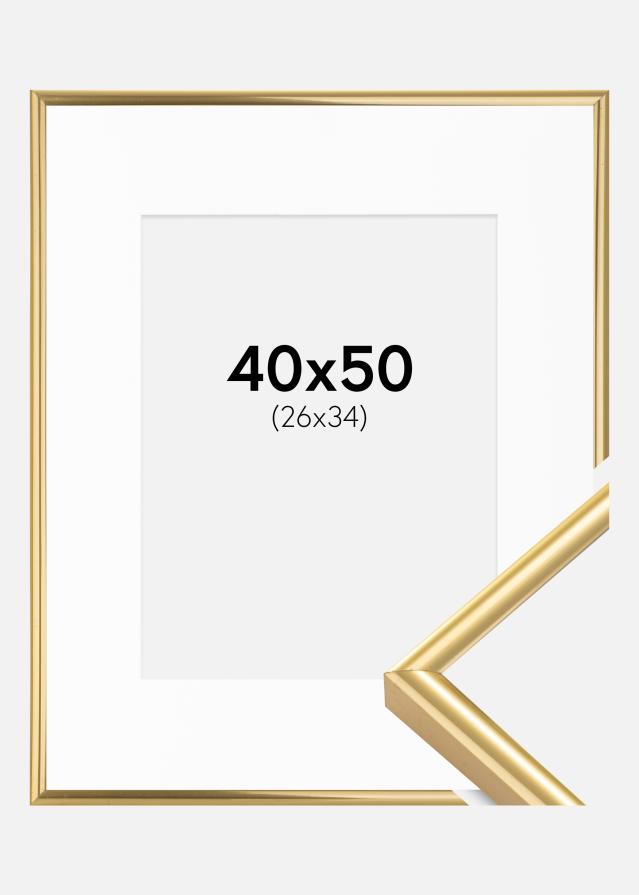 Ram med passepartou Frame Victoria Gold 40x50 cm - Picture Mount White 27x35 cm