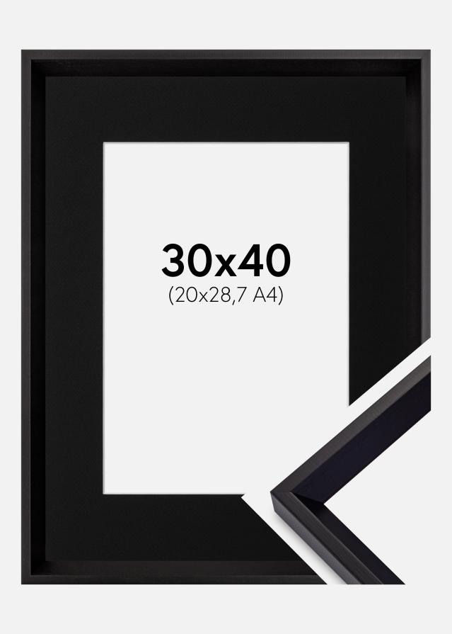 Ram med passepartou Frame Globe Black 30x40 cm - Picture Mount Black 21x29.7 cm