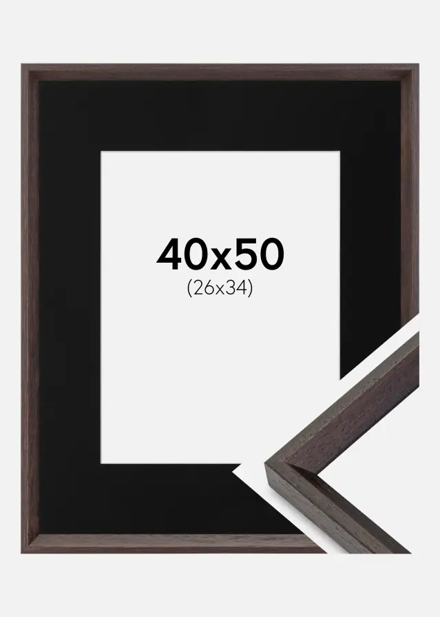 Ram med passepartou Frame Globe Espresso 40x50 cm - Picture Mount Black 27x35 cm