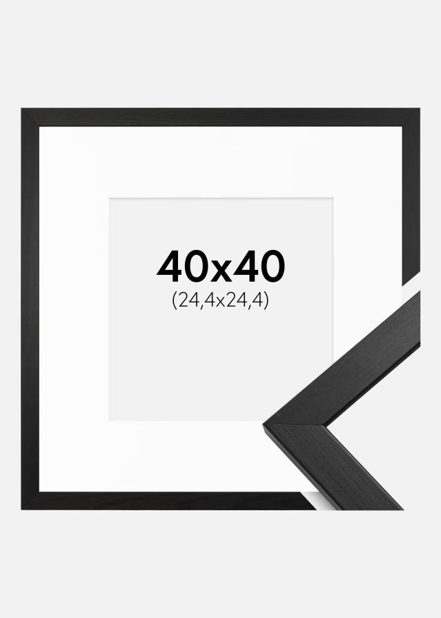 Ram med passepartou Frame Stilren Acrylic Glass Black 40x40 cm - Picture Mount White 10x10 inches