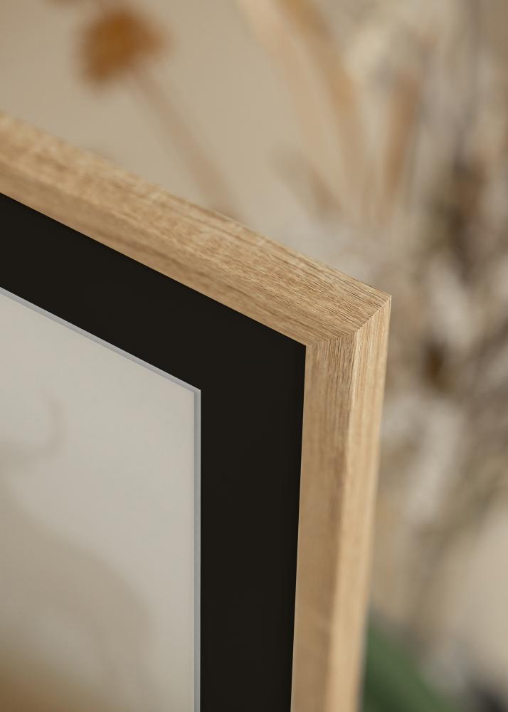 Ram med passepartou Frame Fiorito Light Oak 40x60 cm - Picture Mount Black 25x50 cm