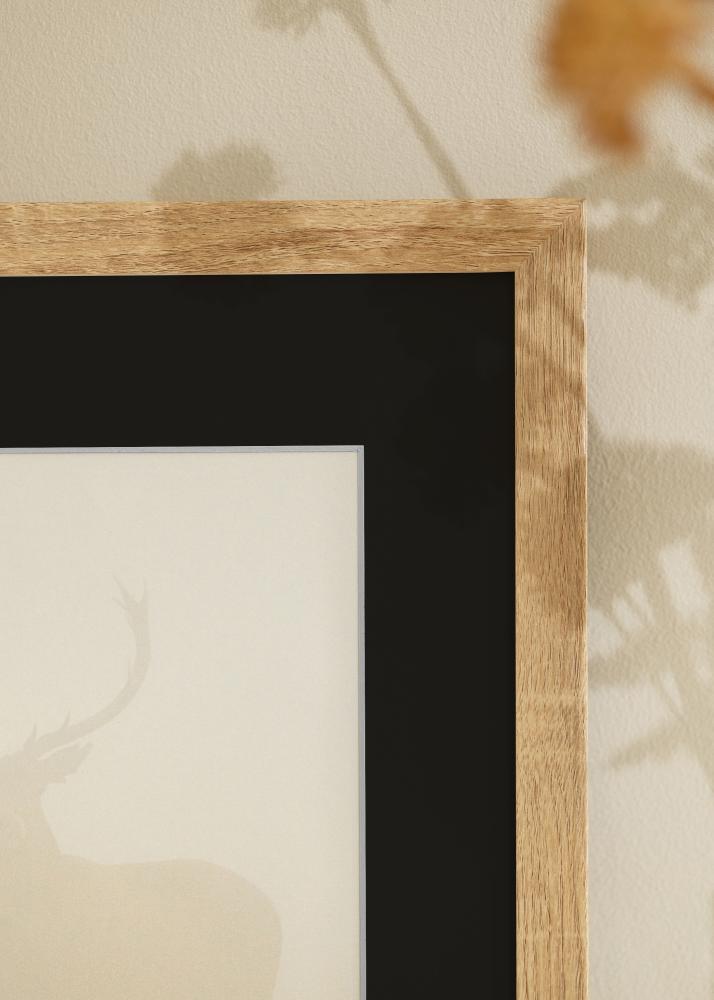 Ram med passepartou Frame Fiorito Light Oak 40x60 cm - Picture Mount Black 25x50 cm